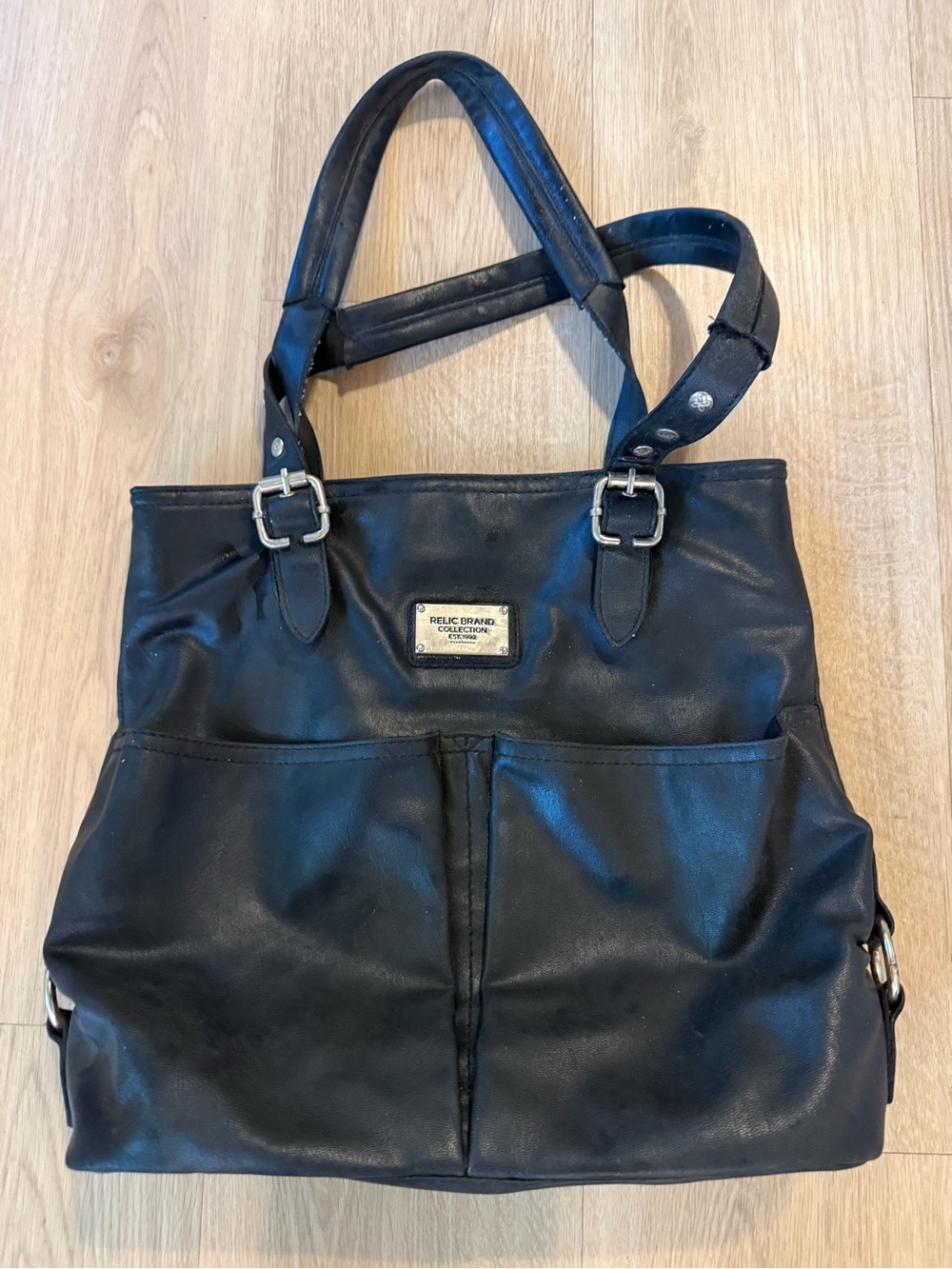 Vintage Relic Black Leather Tote Bag